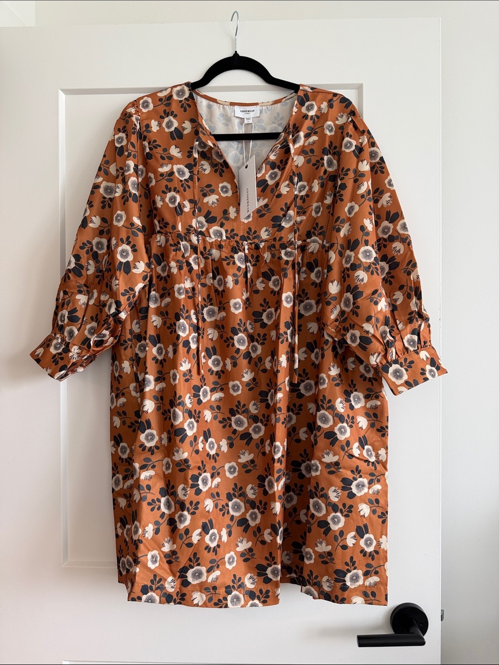 Floral V-Neck Midi Dress in Rust